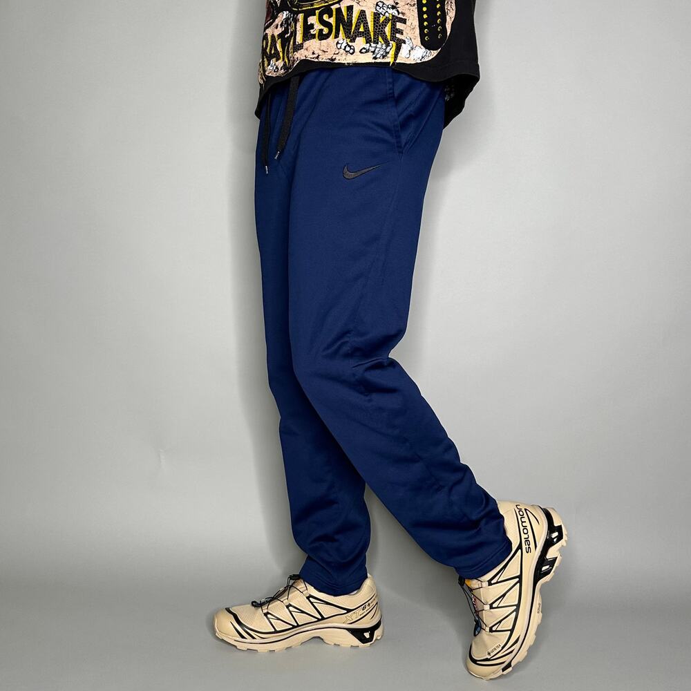 Vintage Y2K Nike Sweatpants Mens M Navy Blue Black Swoosh Polyester Joggers